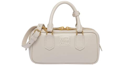 miu miu glazed leather bag|Chalk White Arcadie Leather Bag .